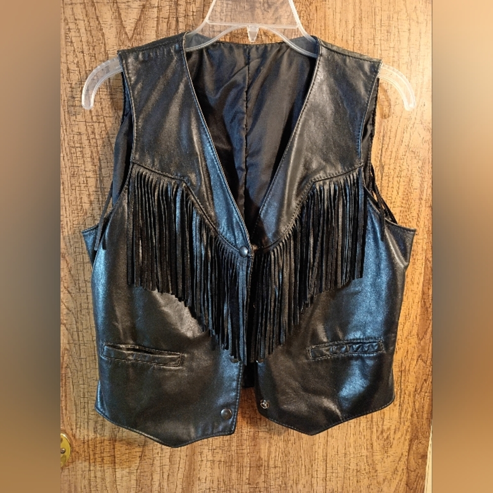 Women's Black Drospo Inc. Fringed Vest Size 12